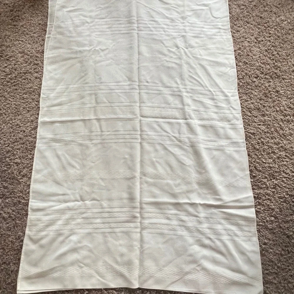 Vintage White Woven Textured Stripe Rectangular Tablecloth 51x66
